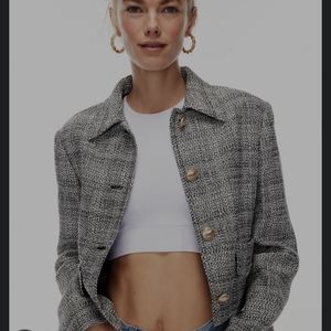 Babaton Black and White Tweed Blazer